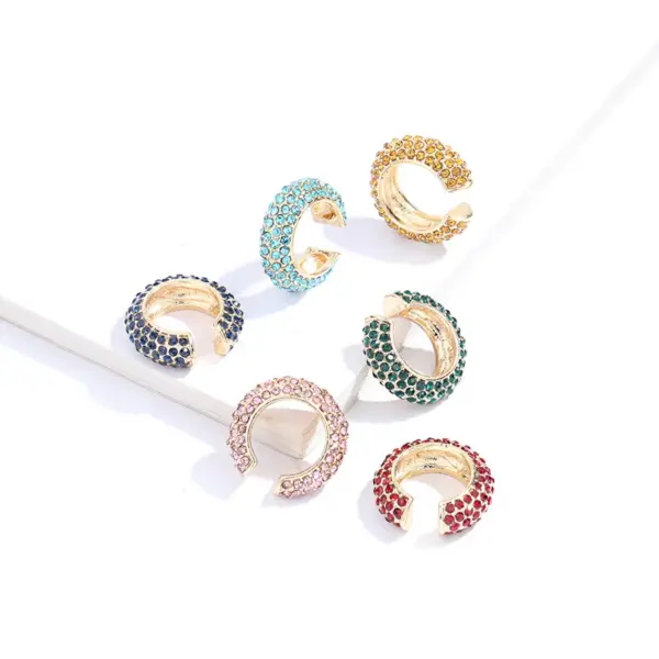 Wholesale 1 Piece Exaggerated Shiny C Shape Inlay Copper Rhinestones Ear Cuffs