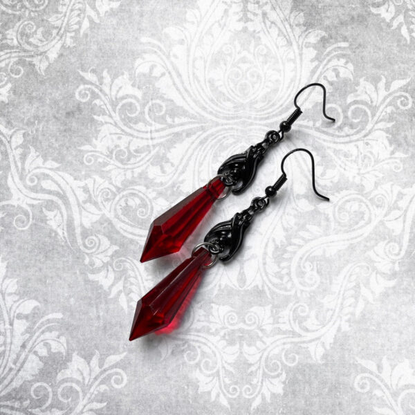 Wholesale Cross-border foreign trade Amazon Gothic jewelry black bat with red teardrop earrings factory direct sales