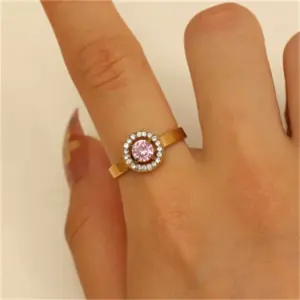 09 18K Real Gold (Small Pink round) DZ-891 / Adjustable Opening / 1 Piece