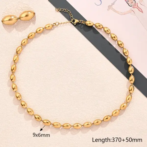 Wholesale Jewelry Modern Style Simple Style Round Oval Solid Color 304 Stainless Steel 18K Gold Plated Polishing Plating Necklace