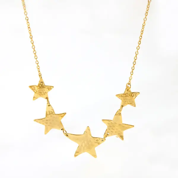 Wholesale PVD Coated Real Gold Plated 18K Gold Star Moon 304 Stainless Steel IG Style Nordic Style African Style Waterproof Non Tarnish 304 Stainless Steel Lobster Trigger Clasp Closure Pendant Necklace
