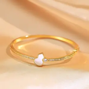 Gold Real Shell Gourd Full Diamond Bracelet