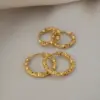 PVD Coated Real Gold Plated 18K Gold Twist 304 Stainless Steel IG Style Preppy Style Streetwear Waterproof Non Tarnish Hoop Earrings