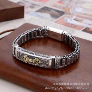 Diamond pestle rotating bracelet 18cm ( 40kg-60kg ) with / Vintage thai silver