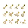 1 Piece Simple Style Star Moon Plating Copper Ear Studs