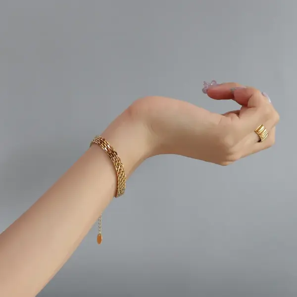 PVD Coated Real Gold Plated 18K Gold Geometric 304 Stainless Steel Fashion Waterproof Non Tarnish 304 Stainless Steel Bracelets