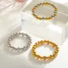 Wholesale Vacuum Electroplating (In Furnace) Plated 18K Real Gold Geometric Pattern Round 303 Stainless Steel 304 Stainless Steel Women's Bracelet