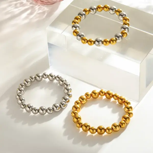 Wholesale Vacuum Electroplating (In Furnace) Plated 18K Real Gold Geometric Pattern Round 303 Stainless Steel 304 Stainless Steel Women's Bracelet