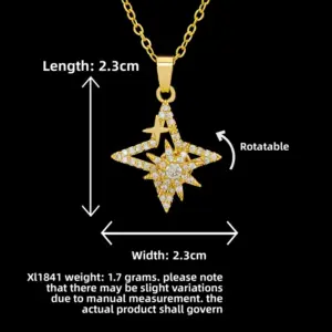 XL1841 Rotating Star Necklace / Gold
