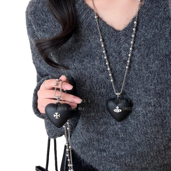 Wholesale Black love cross sweater chain women's light luxury elegant long winter all-match necklace new accessories