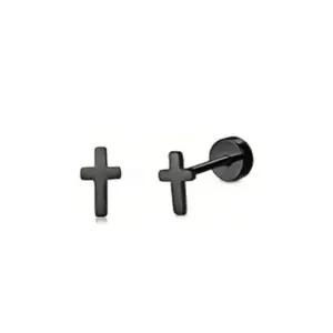 Black / One Size / Cross stud earrings