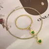 Wholesale Fashion Heart Shape Stainless Steel Inlay Opal Bracelets Necklace