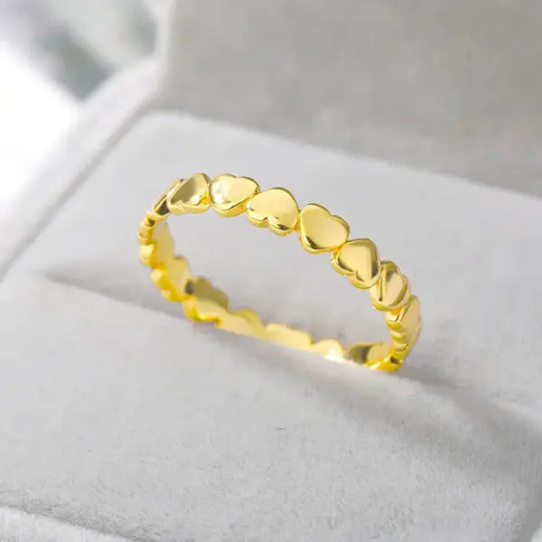 Wholesale PVD Coated Real Gold Plated Heart Stainless Steel Simple Style Waterproof Non Tarnish Rings