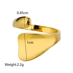 Wholesale PVD Coated Real Gold Plated Solid Color 304 Stainless Steel Vintage Style Simple Style Waterproof Non Tarnish Open Rings