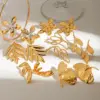 304 Stainless Steel Leaf Leaves Flower PVD Coated Real Gold Plated Modern Style Classic Style Commute Waterproof Non Tarnish Ear Studs