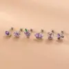 1 Piece 316L Stainless Steel Copper Zircon Ear Cartilage Rings & Studs Heart Shape Flower Waterproof Non Tarnish Surgical Steel Women'S