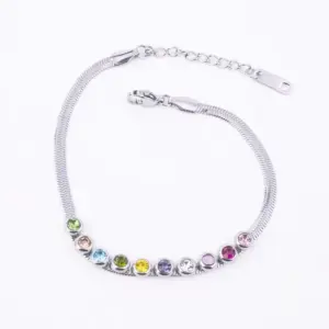 [6] Colorful Crystals Steel Color Blade Chain