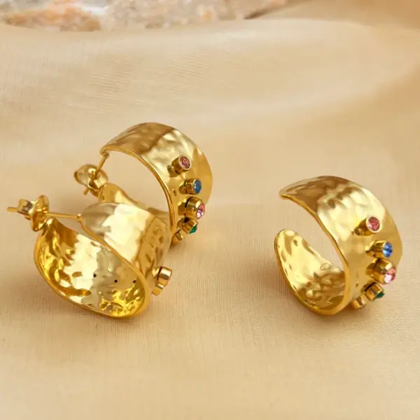 Wholesale PVD Coated Real Gold Plated 18K Gold Geometric 304 Stainless Steel Elegant Retro Beach Waterproof Non Tarnish Jewelry Set