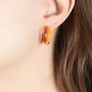 F746-Orange Enamel Earrings