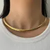 304 Stainless Steel Solid Color Vacuum Plating 18K Gold Plated Basic Simple Style . Gold Choker