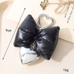 K3492 Leather Love Bow Pendant Love Buckle Black / pendant