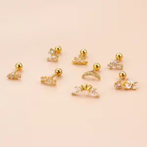 1 Piece Ear Cartilage Rings & Studs Fashion Butterfly 316L Stainless Steel Copper Plating Inlay Zircon