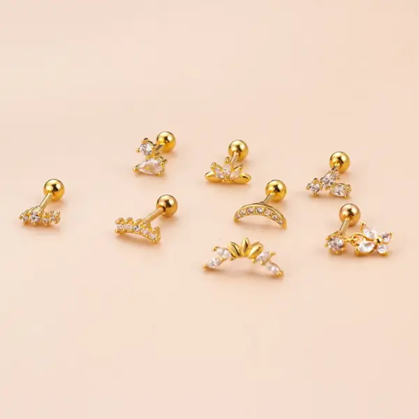 1 Piece Ear Cartilage Rings & Studs Fashion Butterfly 316L Stainless Steel Copper Plating Inlay Zircon