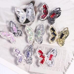 Wholesale DIY heavy-duty alloy hollow butterfly rhinestone beads with straight holes