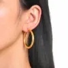 PVD Coated Real Gold Plated Circle 304 Stainless Steel Simple Style Waterproof Non Tarnish Earrings