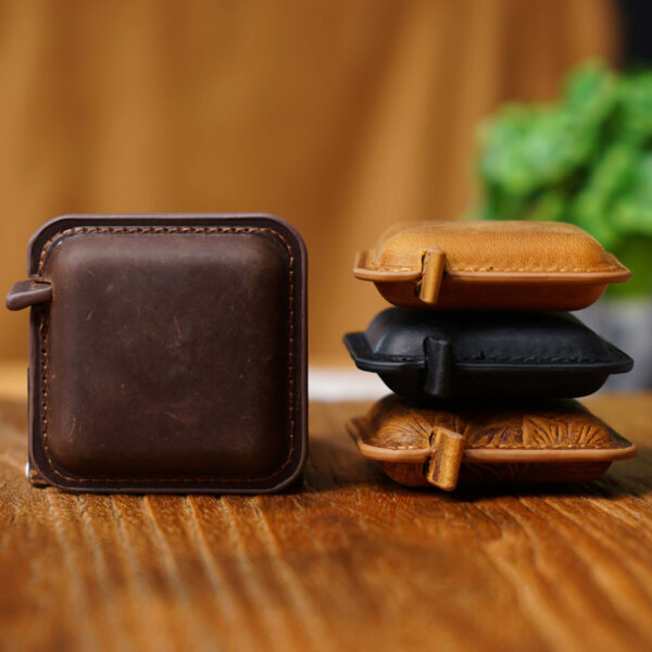 Wholesale Handmade mini measuring tape made of top-grain cowhide crazy horse leather