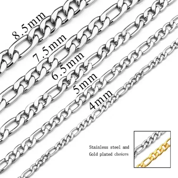 Wholesale Stainless Steel NK Three-room Necklace Titanium Steel Figaro Necklace Chain Clavicle Chain Cuban Chain