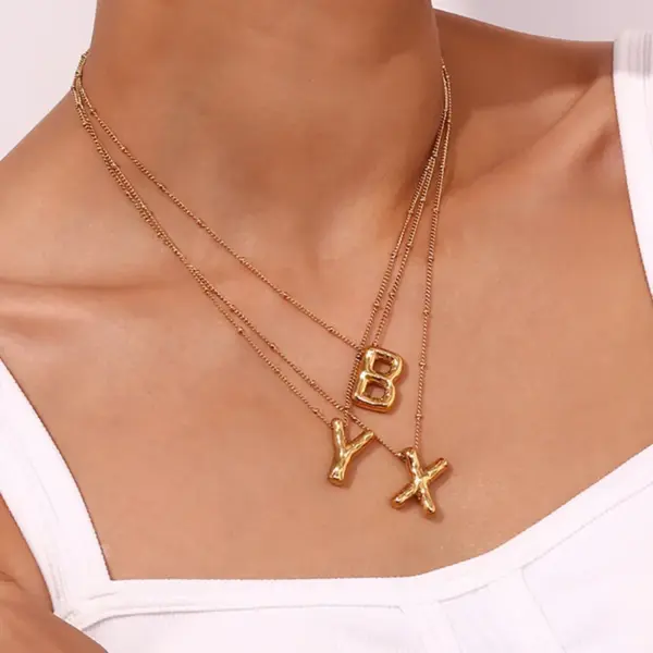 Wholesale Ig Style Simple Style Letter Stainless Steel Plating 18k Gold Plated Pendant Necklace