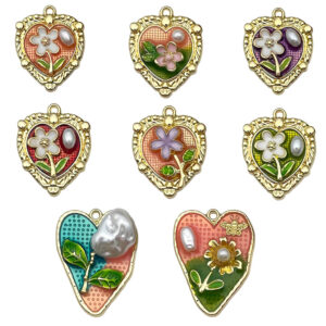 Mix 8 love flower series - 8 styles each 1-29g-sn1116 / Monet garden oil painting style three-dimensional pendant