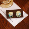 oly-4460c6726197993af08c108f3a332a44 Wholesale Sier Needle French Retro Art Oil Painting Wheat Ear Earrings Light Luxury High-grade Oil opping Oval Sunset Pearl Earrings