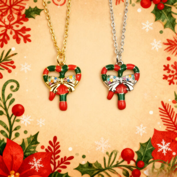 oly-4464c37756e4d9aa49cbe2289bd0ea0d Wholesale Christmas Snowflake and Reindeer Necklace, Christmas Wreath, Candy and Diamond Pendant Necklace