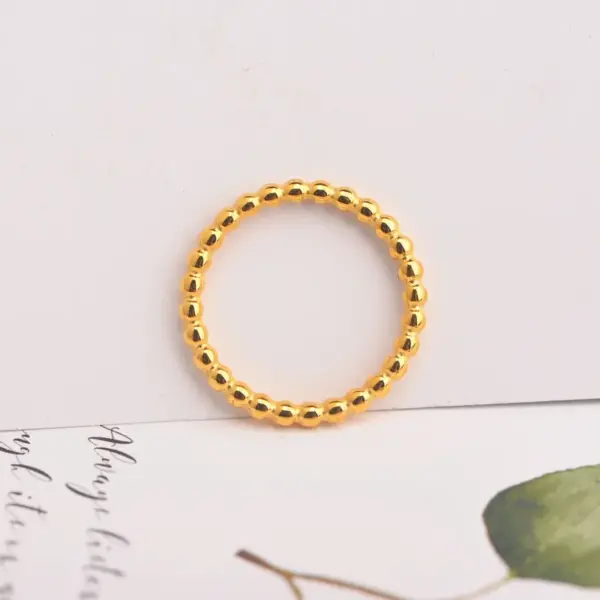 Wholesale PVD Coated Real Gold Plated Waves Stainless Steel Simple Style Waterproof Non Tarnish Rings