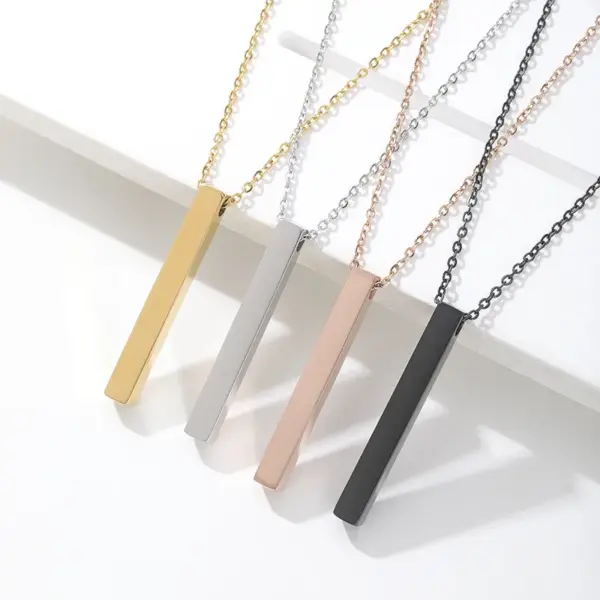 Wholesale Jewelry Vintage Style Geometric Customization Laser Engraving 201 Stainless Steel Plating Pendant Necklace Cable Chain