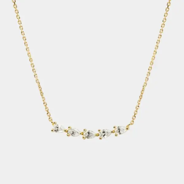 Wholesale Elegant Romantic Water Droplets Horse Eye Copper Plating Inlay Zircon 18k Gold Plated Pendant Necklace