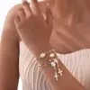 Wholesale Jewelry Vintage Style Religion Cross Virgin Mary Copper Zircon 18K Gold Plated Inlay Bracelets