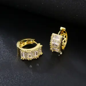 Wholesale 1 Pair Elegant Glam Rectangle Plating Inlay Copper Zircon Gold Plated Silver Plated Earrings