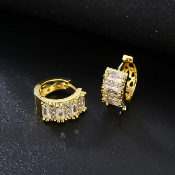 Wholesale 1 Pair Elegant Glam Rectangle Plating Inlay Copper Zircon Gold Plated Silver Plated Earrings