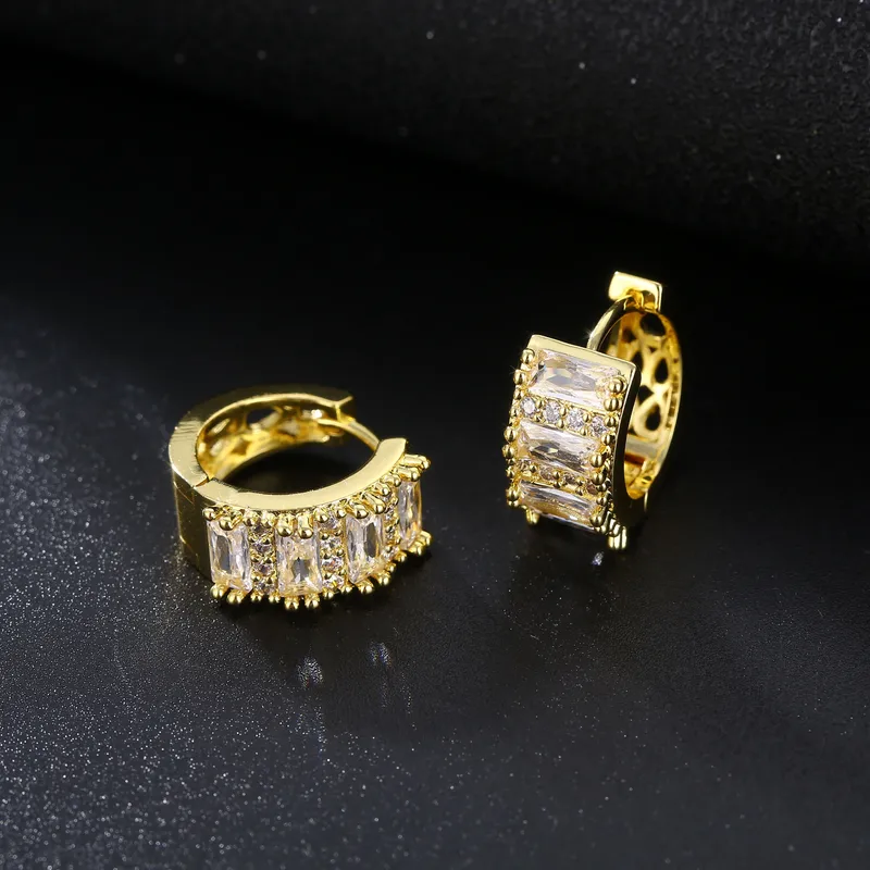 Wholesale 1 Pair Elegant Glam Rectangle Plating Inlay Copper Zircon Gold Plated Silver Plated Earrings