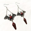 Wholesale Wish Cross-border New Hot Dark Gothic Exaggerated Red Vampire Bat Bloody Magic Mirror Pendant Earrings