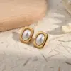 Wholesale PVD Coated Real Gold Plated 18K Gold Oval Rectangle 304 Stainless Steel IG Style Casual Modern Style Waterproof Non Tarnish Ear Studs