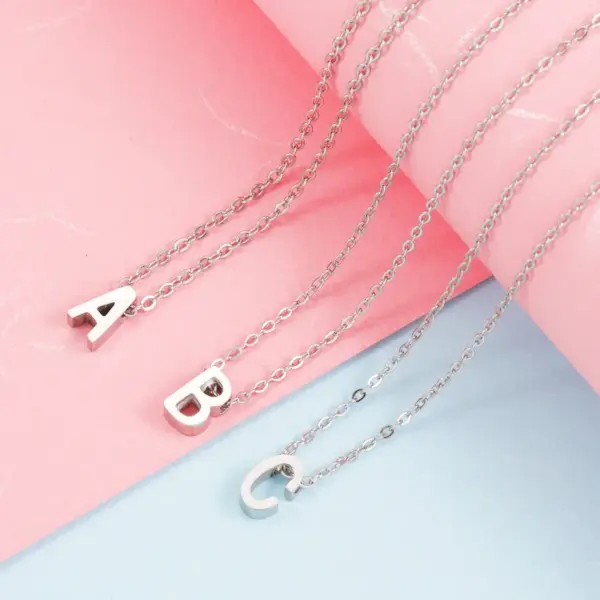 Wholesale 304 Stainless Steel Letter PVD Coated 18K Real Gold Plated Simple Style Waterproof Non Tarnish Plating Cross Chain Lobster Trigger Clasp Closure Necklace