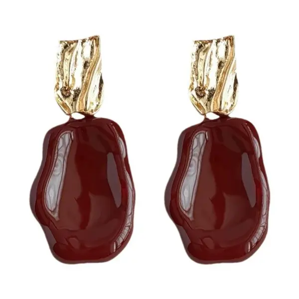 Wholesale Ankela Red Drip Oil Earrings Women's Artistic Vintage White Enhancing Fashionable Luxury Feelings Ear Jewelry