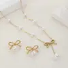 Wholesale Jewelry Simple Style Classic Style Bow Knot 304 Stainless Steel Artificial Pearls 18K Gold Plated Jewelry Set