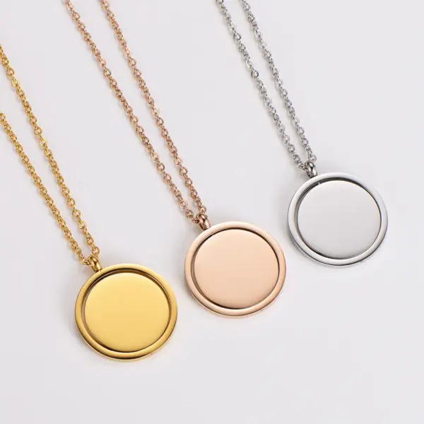 Ion Plating (IP) 18K Gold Plated Round 304 Stainless Steel Casual Simple Style Waterproof Non Tarnish 304 Stainless Steel Lobster Trigger Clasp Closure Pendant Necklace