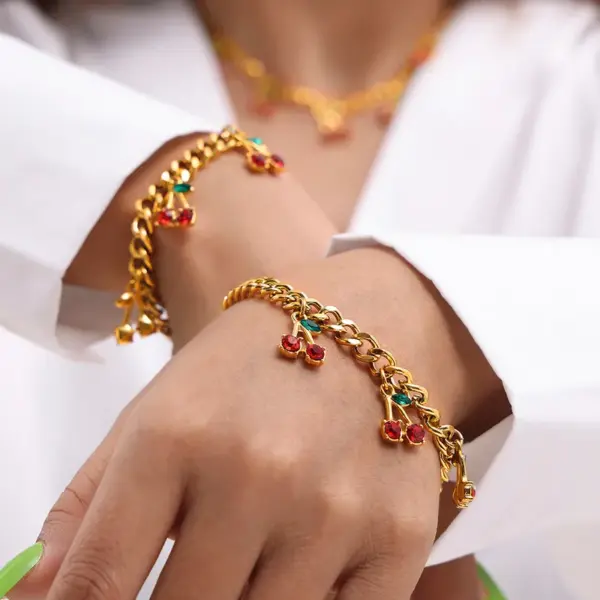 304 Stainless Steel Glass Geometric PVD Coated 18K Real Gold Plated Real Gold Plated Princess Luxurious British Style Waterproof Non Tarnish Plating Jewelry Set