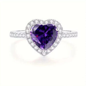 Heart shaped purple diamond / Adjustable opening
